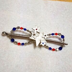 Patriotic red white and blue tension hair clip